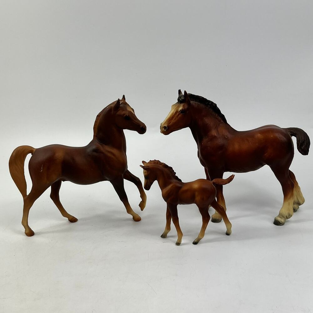 Vintage Breyer Lot of 3 Classic Arabian & Clydesdale Foals Chestnut Models USA
